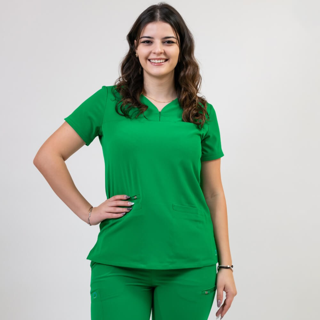 Bluza medicala Lotus Flex, stretch, verde chirurgical inchis, TS-NP10