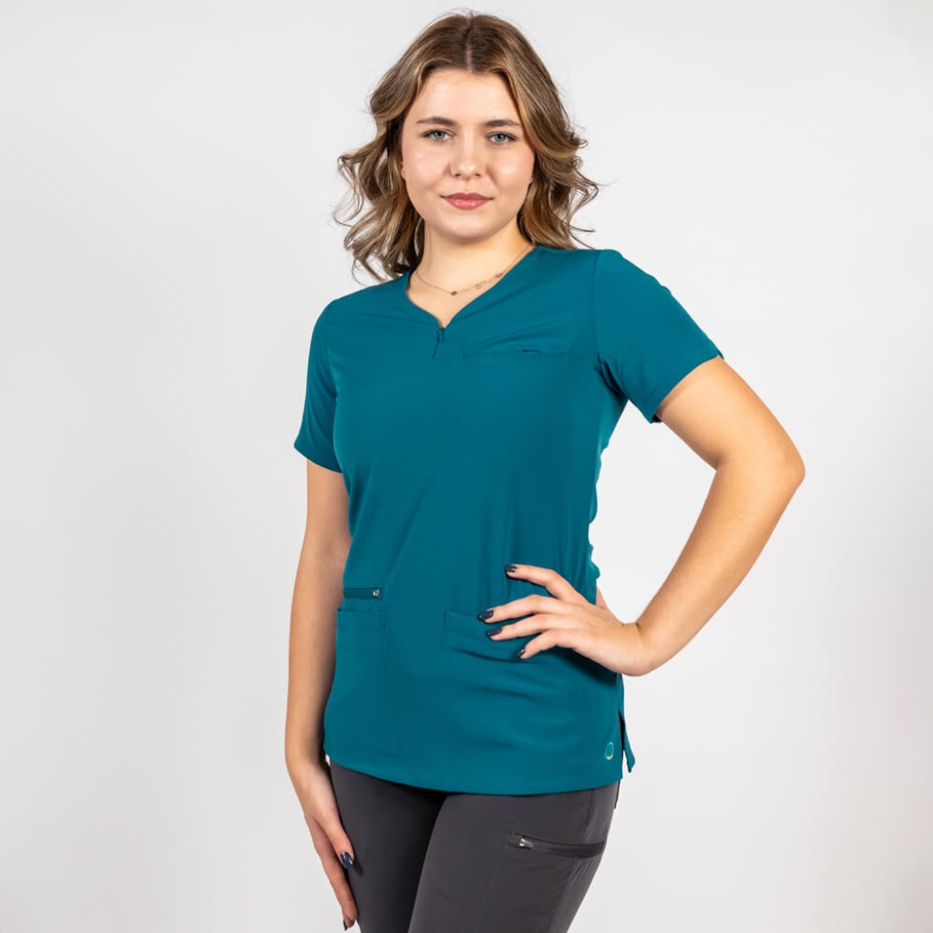 Bluza medicala Lotus Flex, stretch, turcoaz inchis, TS-NP10 L